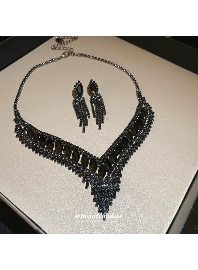 Luxury Versatile Collarbone Chain Earring Necklace Jewelry Set