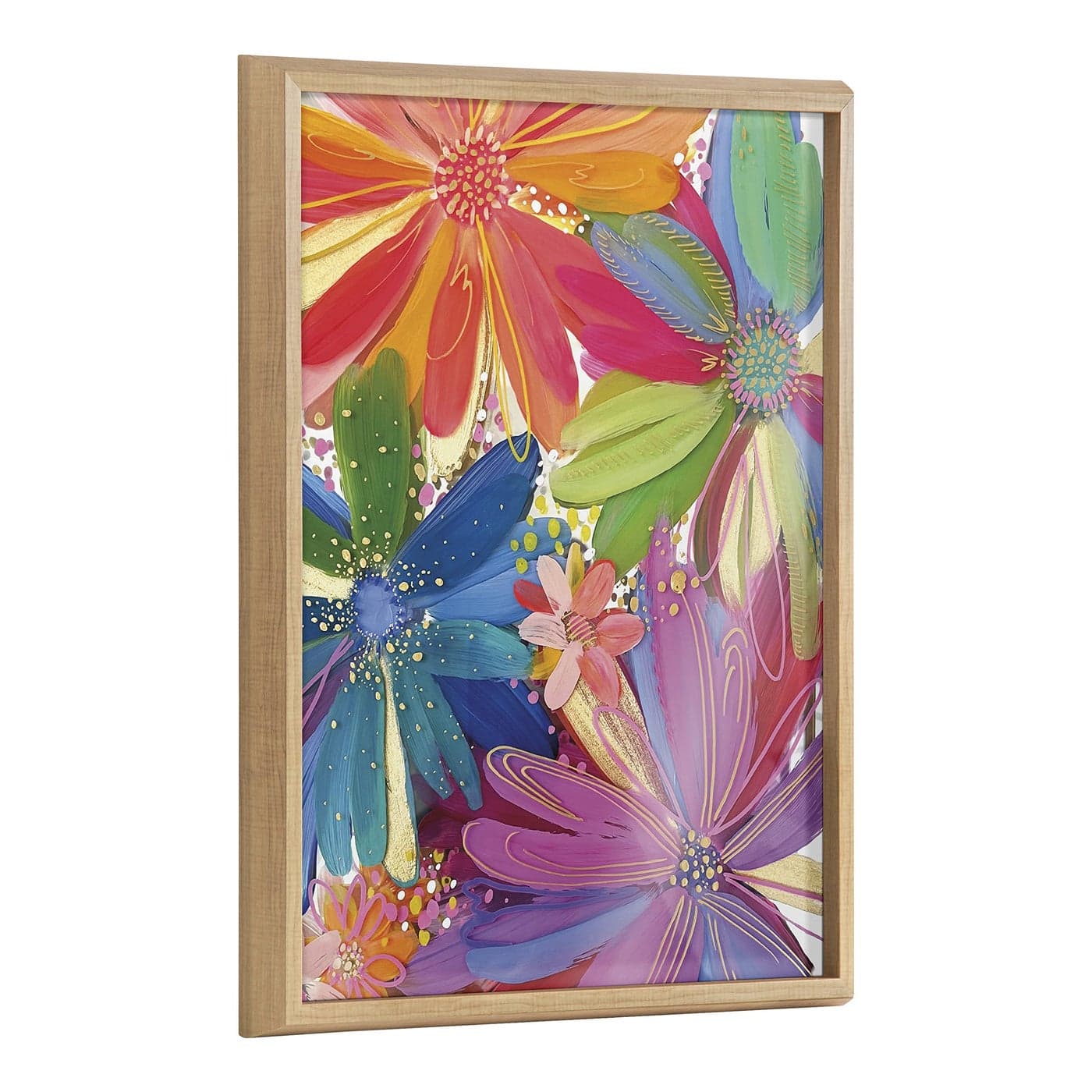 Kate and Laurel Blake Flowers on Glass 1 Framed Printed Glass Wall Art by Jessi Raulet of Ettavee 18x24 Natural Decorative Tropical Floral Art for Wall