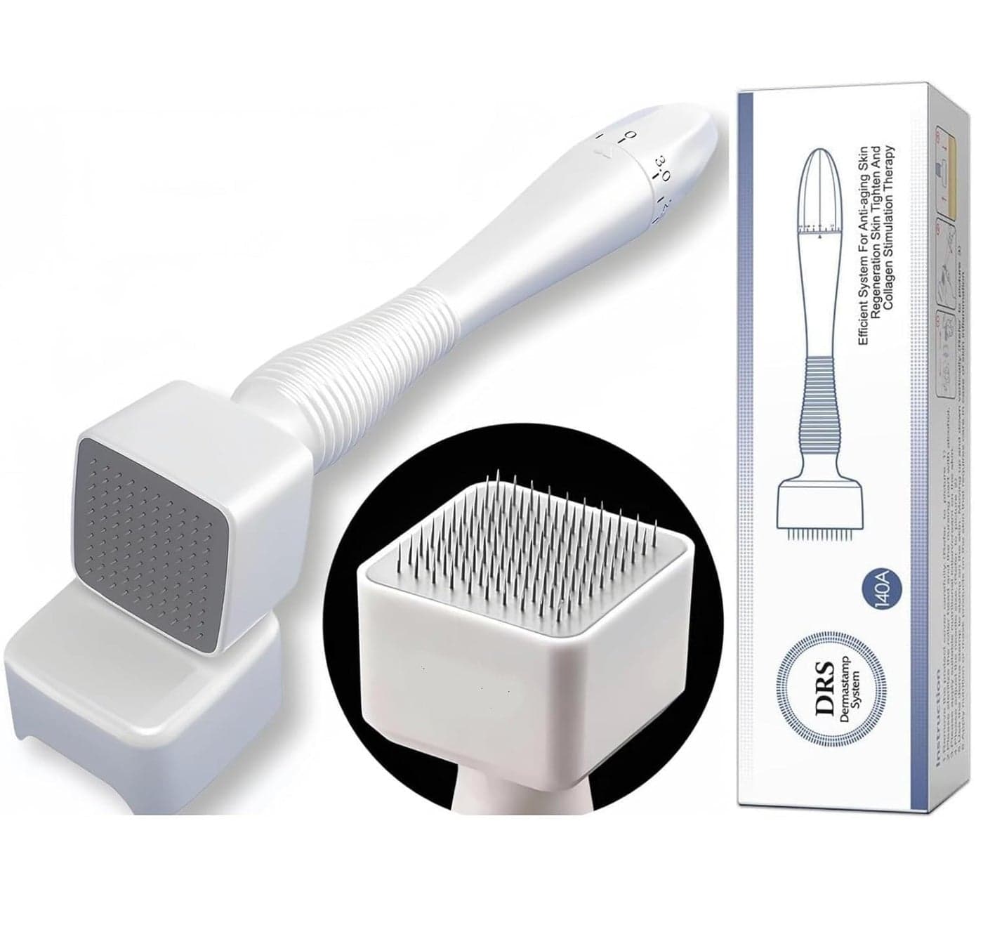 SALEPUSH Professional Microneedling Derma Stamp Adjustable Titanium Coated Microneedle Tool for Face Beard Hair Growth Acne Scars Wrinkles Stretch Marks Skin Rejuvenation Collagen Boosting Therapy