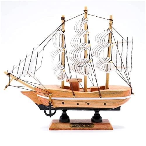 ANSHEZ Handmade Wooden Ship (Man of War) Wooden Decorative Sailing Ship (Small Size) Best Showpiece for Office & Home Decor