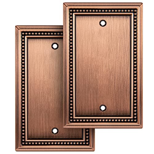 Henne Bery Sunken Pearls Heavy Duty Decorative Wall Plate Switch Plate Outlet Cover (Single Blank, 2 Pack, Antique Copper)