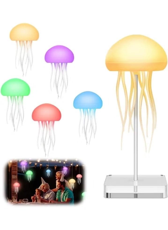 Dynamic Jellyfish Mood Lamp, LED Night Light with Sound Activated RGB Lighting, Rechargeable