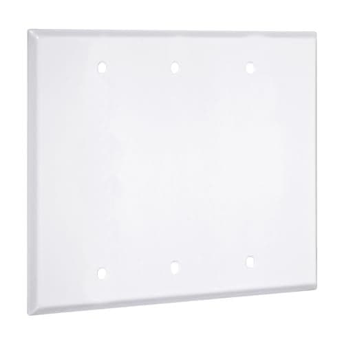 TayMac WW-BBB Standard Metallic Wallplate with Blank, Three Gang, White Smooth