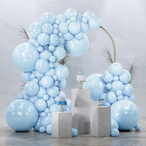 PartyWoo Baby Blue Balloons 145pcs Different Sizes of 18 12 10 5 Inch Light Pastel Sky Aqua Blue Balloon Arch Kit Garland for Graduation Baby Shower Gender Reveal Easter Party Decorations BlueQ13