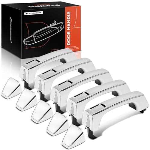 A-Premium Outside Exterior Door Handles Compatible with Hummer H3 2006 2007 2008 2009 2010, Chrome, 5-PC Set, Front and Rear and Cargo