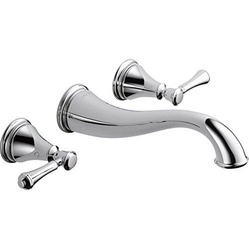 Delta Cassidy Wall Mount Bathroom Faucet 3 Hole Chrome Bathroom Sink Faucet for Wall Chrome T3597LFWL Valve Not Included