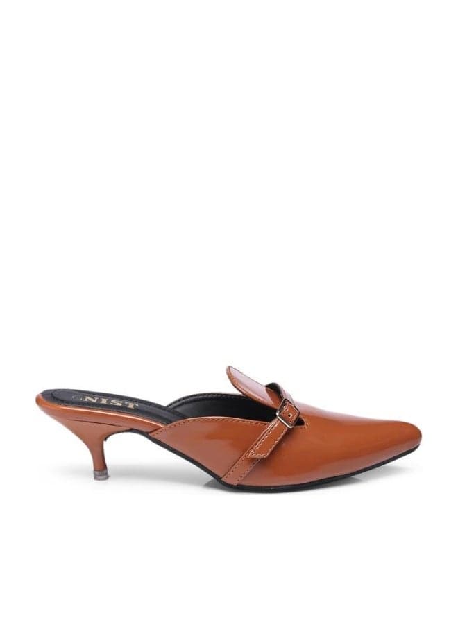 GNIST Buckle Detail Pointed Toe Kitten Heel Mules — 39