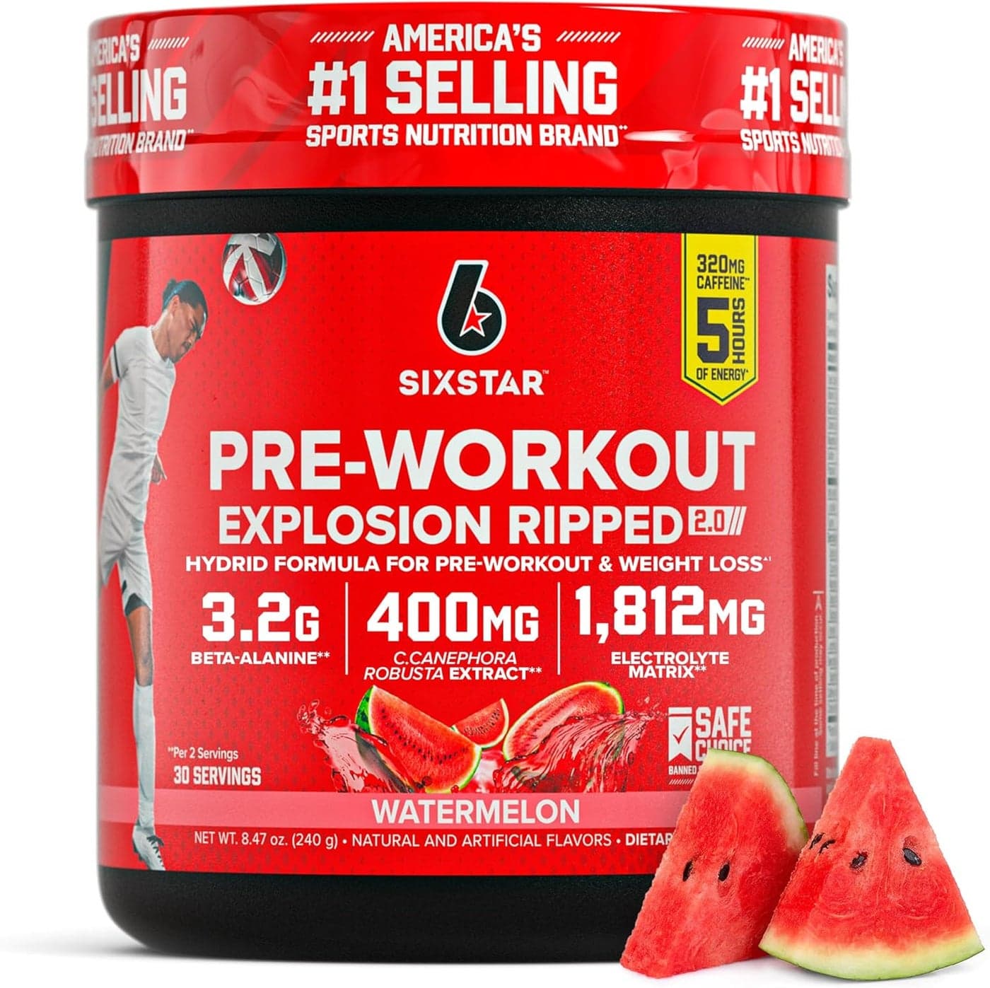 Six Star PreWorkout Explosion Watermelon 30 Servings Preworkout Energy Powder Supplement for Men Women Pre Workout Drink Mix with Creatine Beta Alanine Sports Nutrition Products