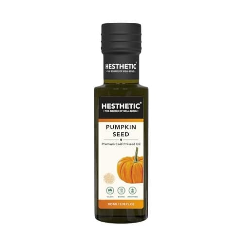 HESTHETIC Cold Pressed Pumpkin Seed Oil 100ml | Unrefined Virgin Culinary Finisher, Rich in Zinc & Plant Omega-6 | For Salads, Soups, Pasta & Roasted Vegetables | Glass Bottle