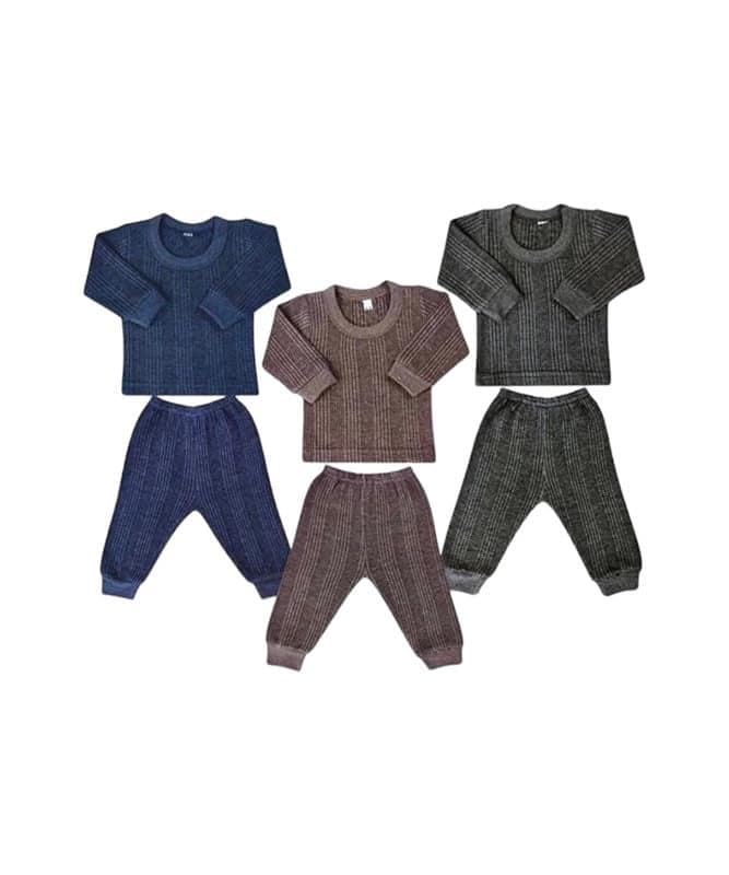 BONUM Winter Wear Thermal Innerwear Top & Full Pant Woolen Warmer Combo Set for Girls Boys, Kids Unisex Body Warmer Thermal (Set of 3) Multicolour