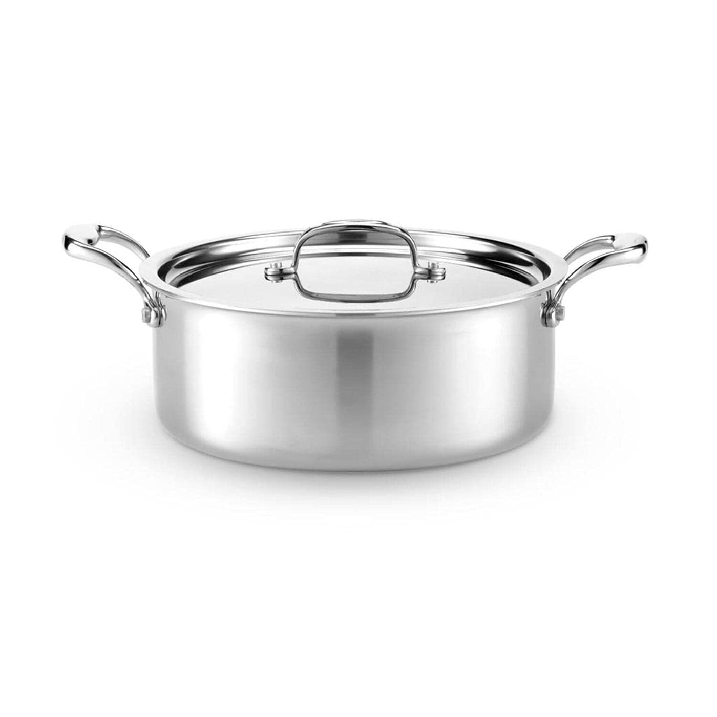 Heritage Steel 6 Quart Rondeau with Lid Titanium Strengthened 316Ti Stainless Steel with 5Ply Construction InductionReady and Fully Clad Made in USA