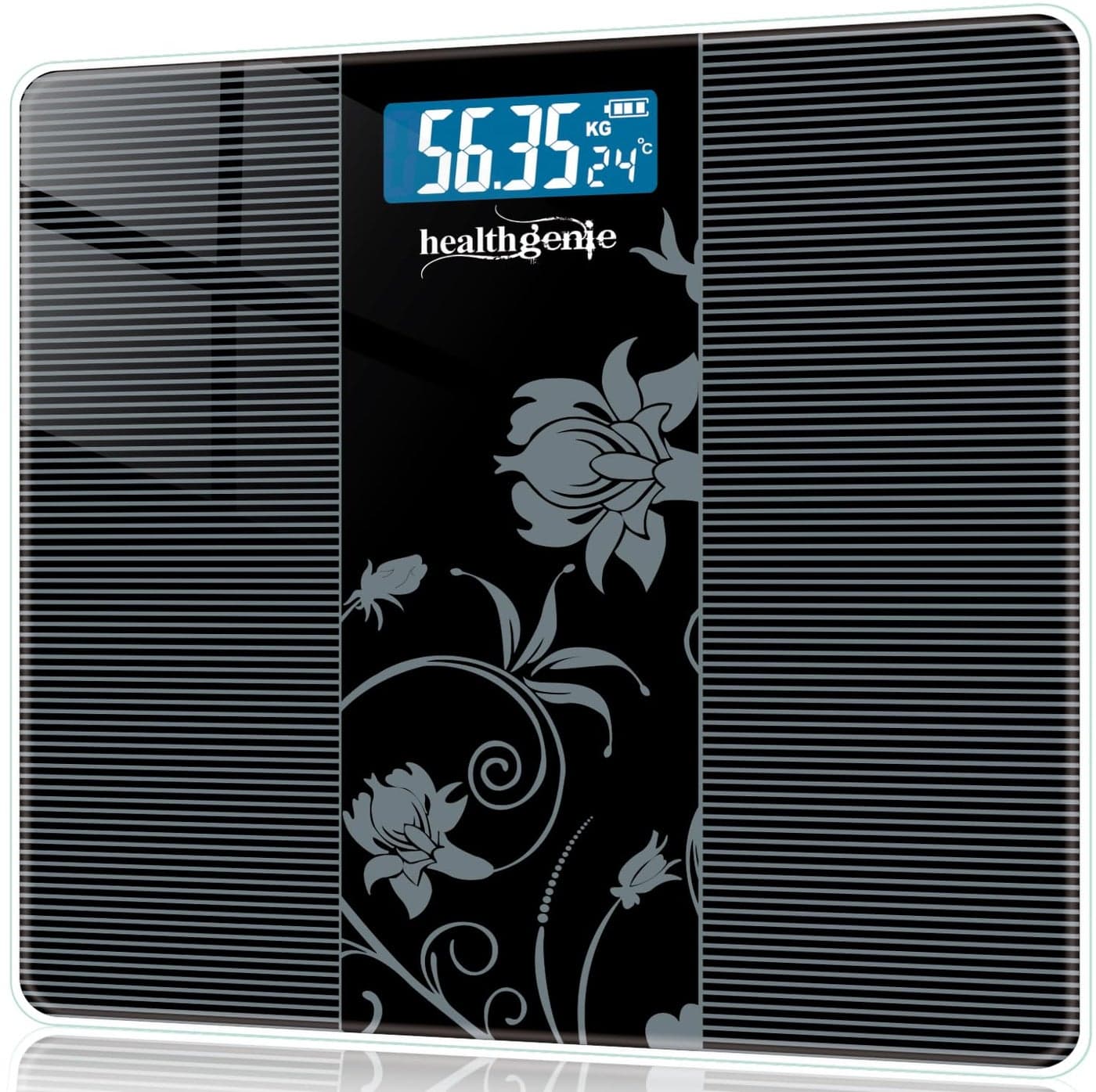 Healthgenie Weight Machine For Body Weight Digital Weighing Scale Thick Tempered Glass LCD Display with 3 Year Warranty & Batteries HD-221 (93 Black)