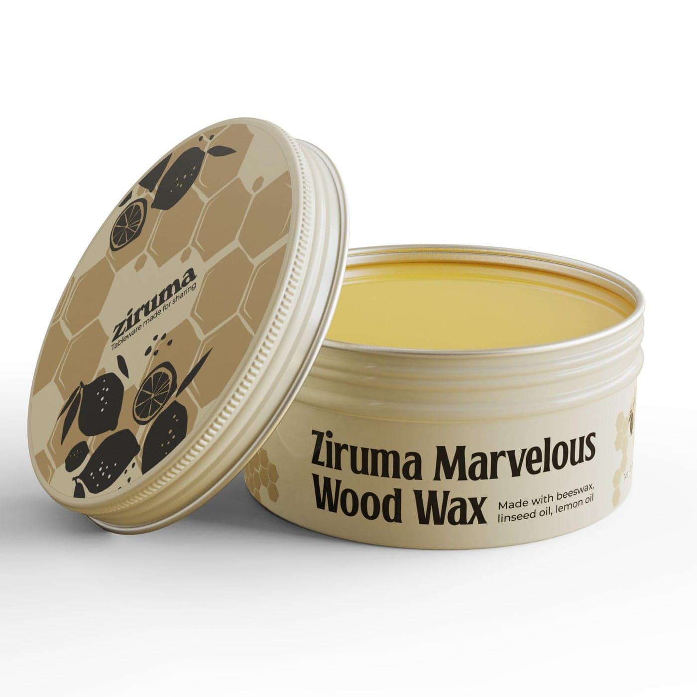 Ziruma NonToxic Wood Wax Natural Wood Conditioner for Butcher Blocks Wooden Utensils Bowls No Mineral Oil No Petroleum Pure Beeswax Lemon Flaxseed Oil 7 oz