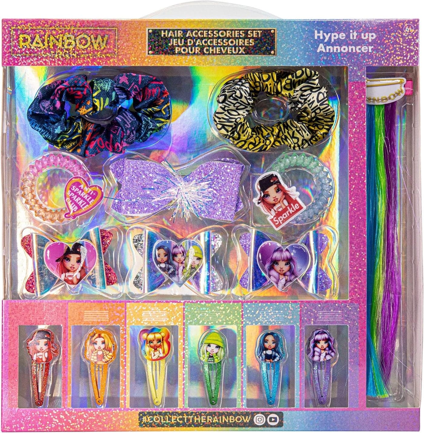 Rainbow High Townley Girl Hair Accessories Set Gift for Kids Teens Girls Ages 3 15 Pcs Including Hair Bow Hair Extension Scrunchies Hair Clips and More for Parties Sleepovers and Makeovers