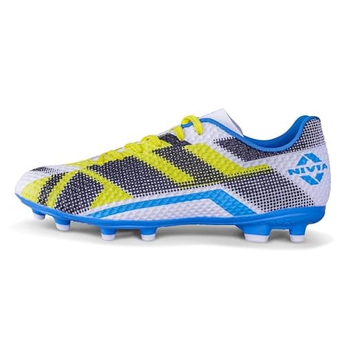 Nivia Dagger Football Studs for Men, Better Control and Lightweight Comfort, First Choice for Performance-Driven Players, Football Shoes, Sports Shoes for Men (White/Blue) UK-05