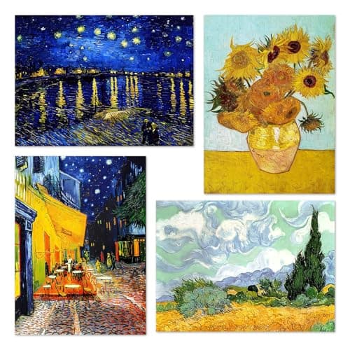 Paint by Numbers Kit for Adults Kids 4 Pack Van Gogh Adults Paint by Numbers KitsNumber Artist Flowers and Plants Without Frame DIY Acrylic Oil Painting Number Kits for Home Wall Decor Gifts 12x16in