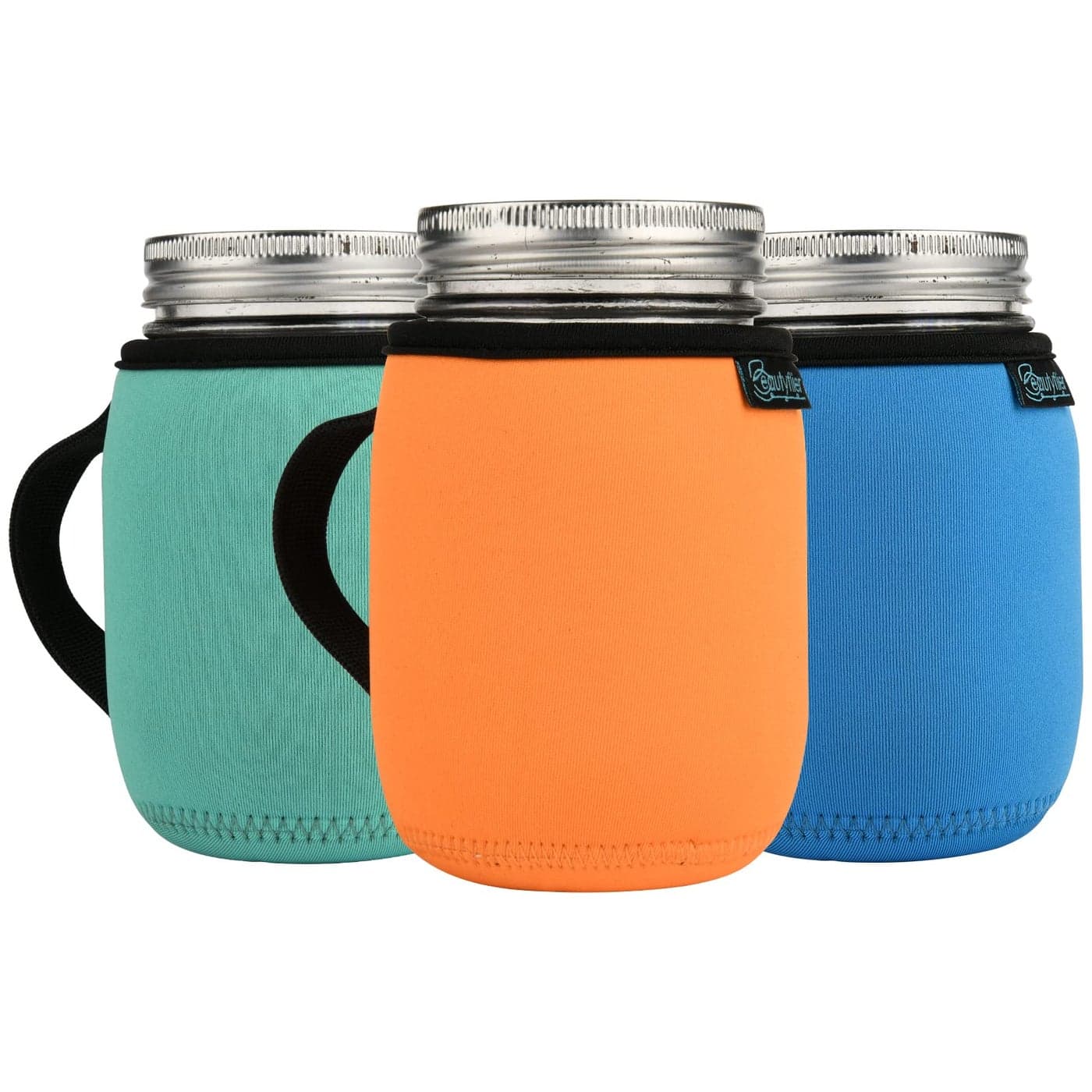 Beautyflier 16oz Regular Mouth Mason Jars Neoprene Sleeve Mason Jars Drinking Glasses Neoprene Cover Wide Mouth Pint 16Ounce Glass Mason Jar Insulators with Handle Sleeve Only