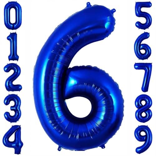 Navy Blue 6 Balloon Number40 Inch Number 6 Balloon Big Dark Blue 6 Foil Mylar Helium Balloon for Birthday Party Decorations