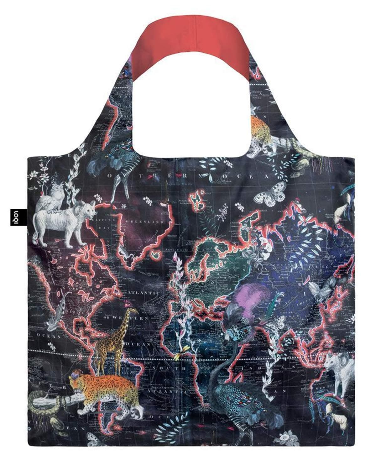 LOQI Artist Kristjana S Williams Interiors Reusable Shopping Bag OS World Map
