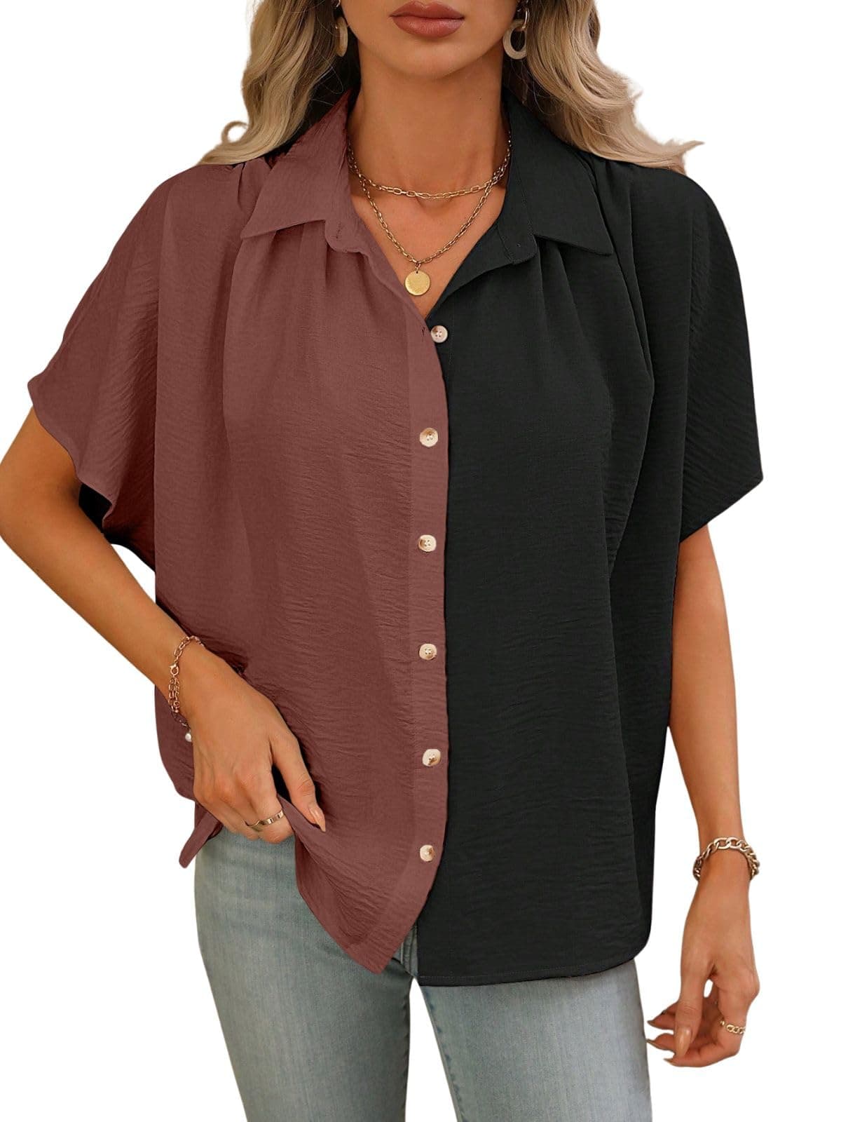 GRECIILOOKS Regular Fit Shirt for Women (GL-W1892_Dark Brown