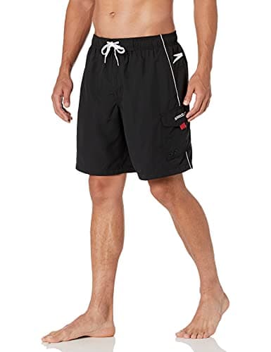 Speedo Mens Swim Trunk Knee Length Marina ii Volley 20 BlackWhite Large US
