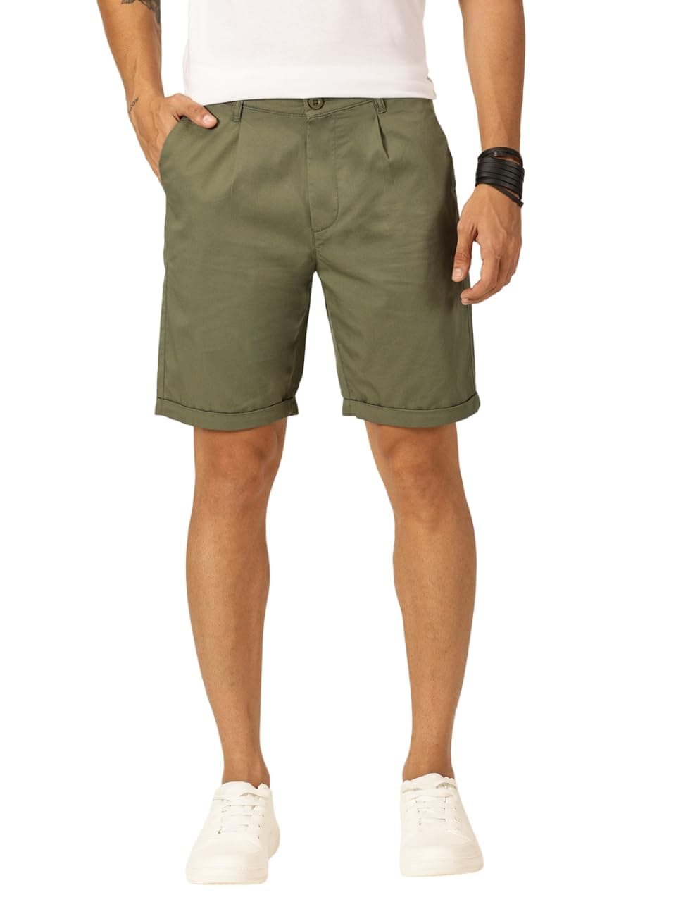 Thomas Scott Men 100% Cotton Smart Chino Shorts (TSS038_Olive, 30)