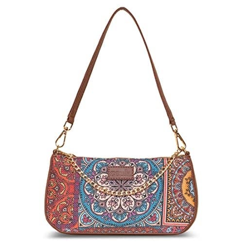 ZOUK Baguette Bag | Crossbody Bags for Women | Women's Handbags | Stylish Sling Bag for Woman | Vegan Leather Evening Bag | Travel & Office Use | Purse and Wallet | Multicolor Mandala Print