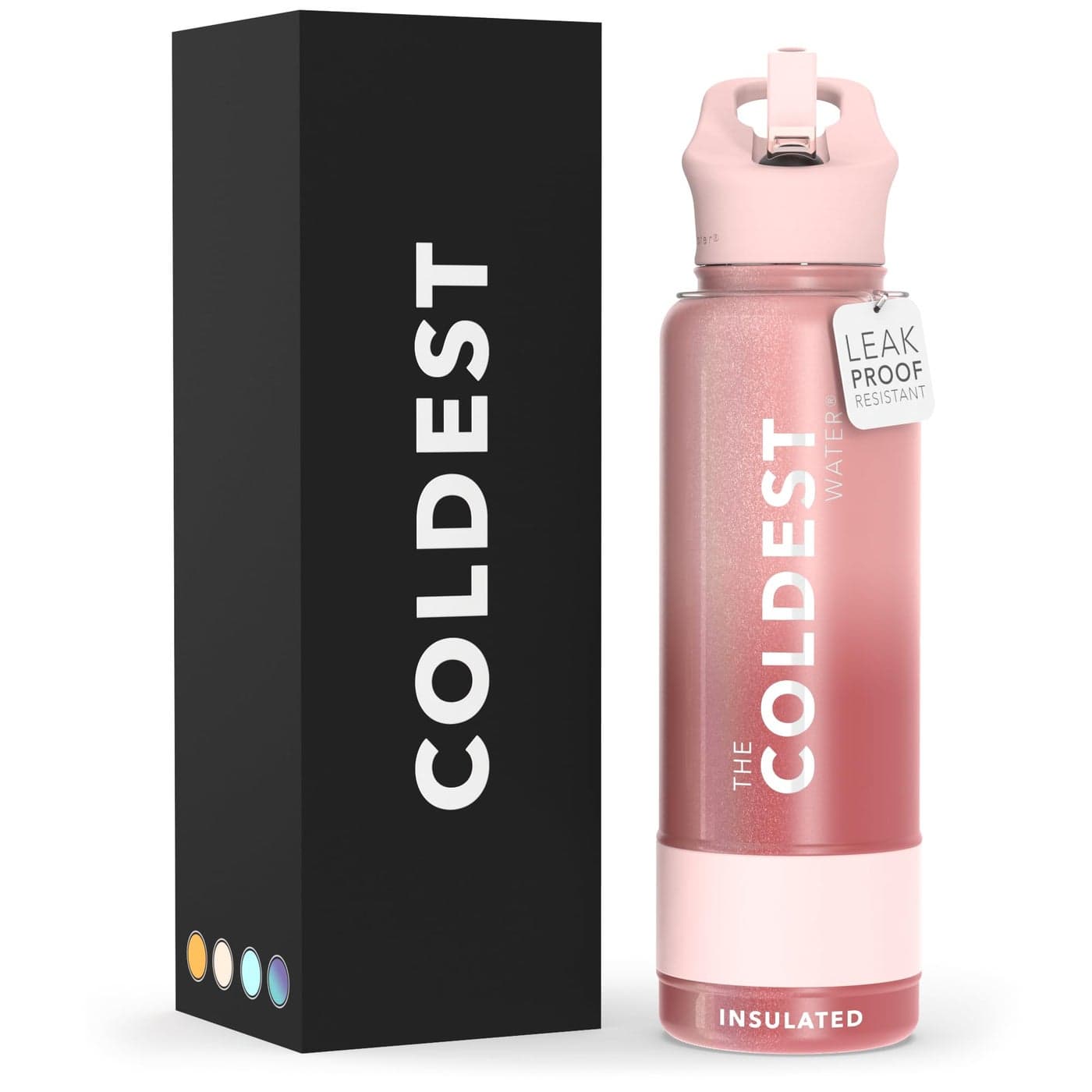 Coldest Insulated Water Bottle with Straw Lid Stainless Steel Metal Thermos for Men Women Bellatrix Pink 40 oz