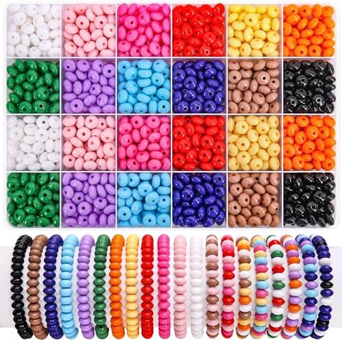 BONNY BOXX 1200PCs Acrylic Rondelle Beads Set 4 8mm Colorful Flat Round Abacus Disc Spacer Beads 12 Assorted Colors for DIY Jewelry Making Bracelets Necklaces Earrings Crafts Supplies