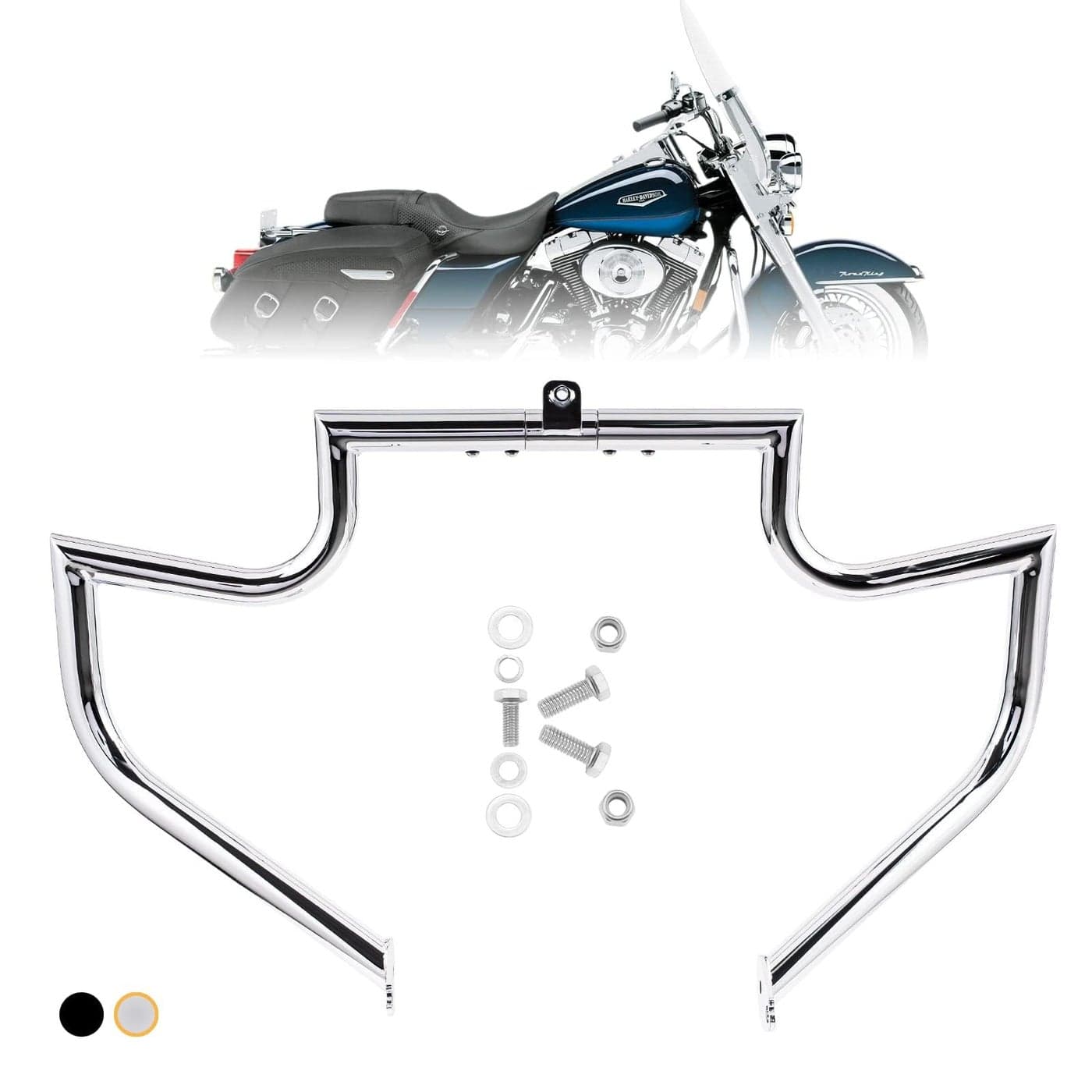 Kinglemc Crash Bar Engine Guard Highway Bar for Harley Davidson Touring Road King Street Glide Electra Glide CVO and Trike Models 9708 Silver