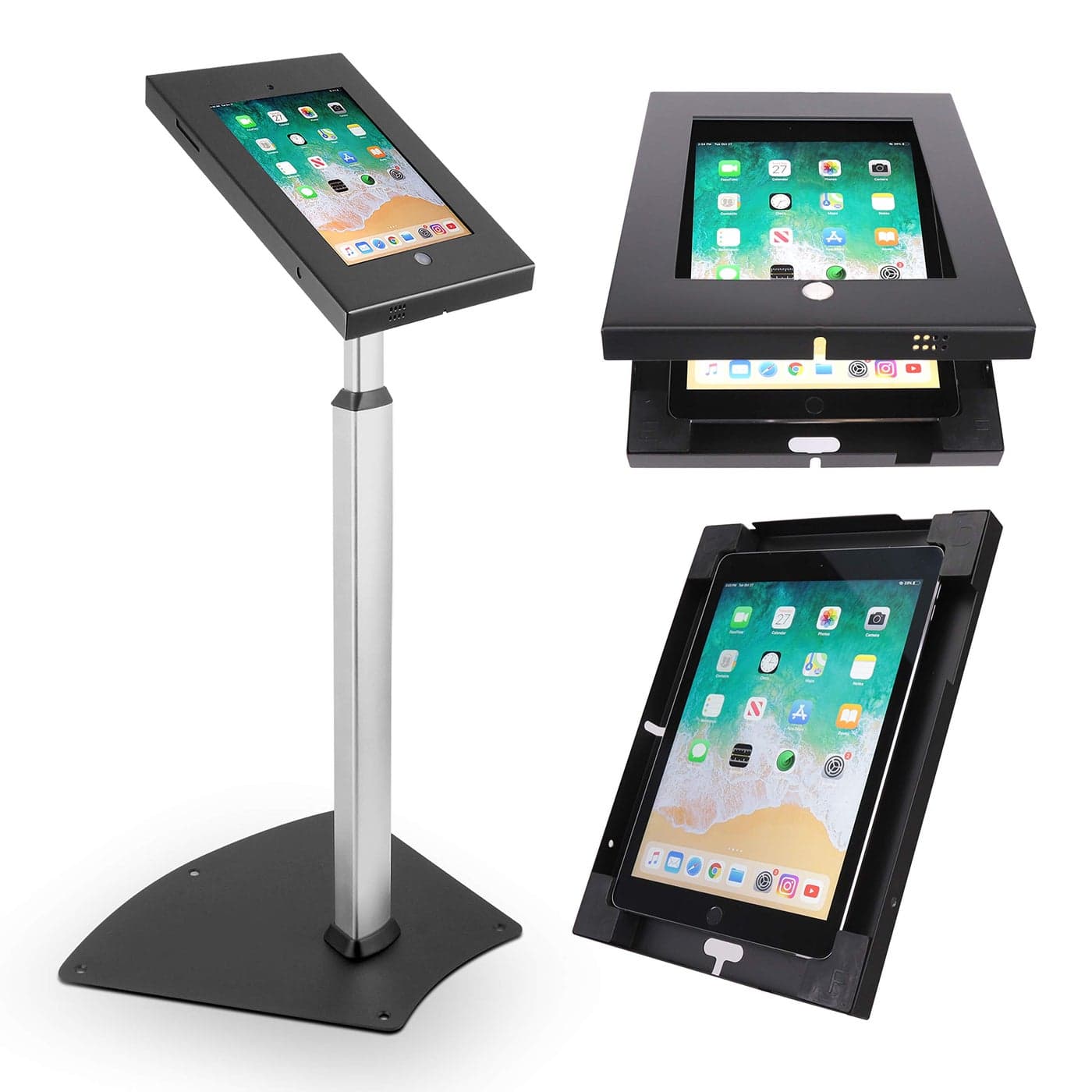 Pyle Home iPad Compatible Tablet Stand Tamper Proof Screen Holder 2756 4331 Adjustable AntiTheft Floor Stand Works With 97 Touchscreens Cable Management Durable Design For Public Use