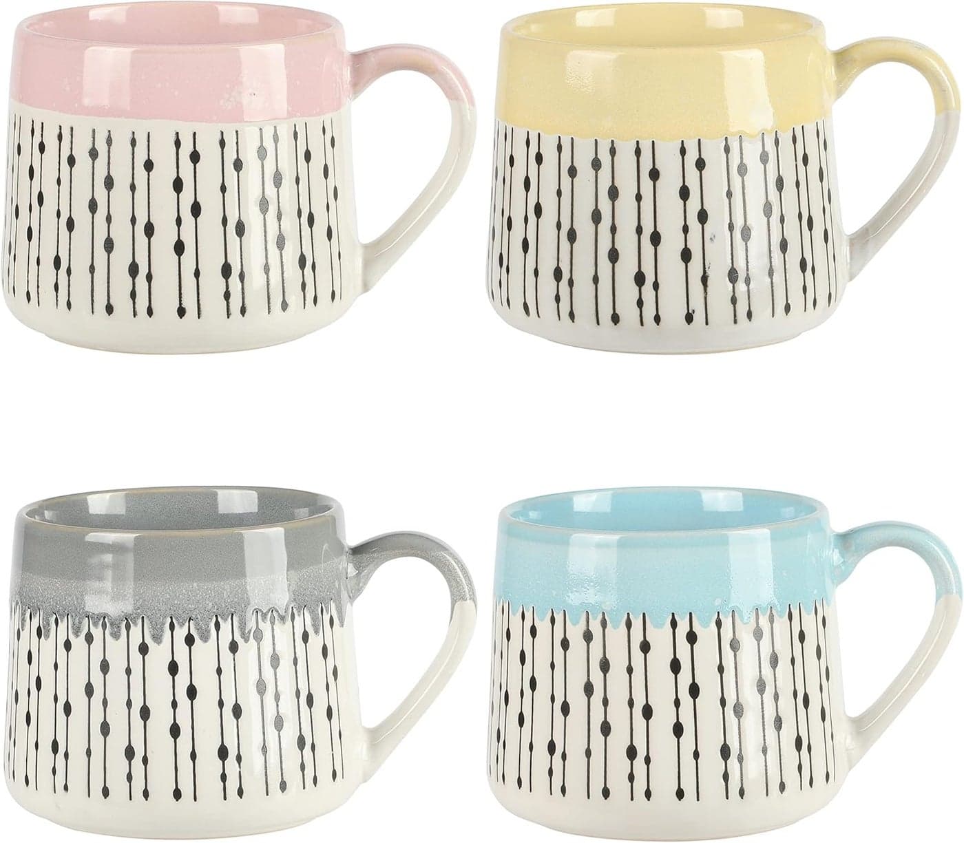 Gibson Home Morning Mist 15 OZ 4 Pack Belly Shaped Stoneware Mugs