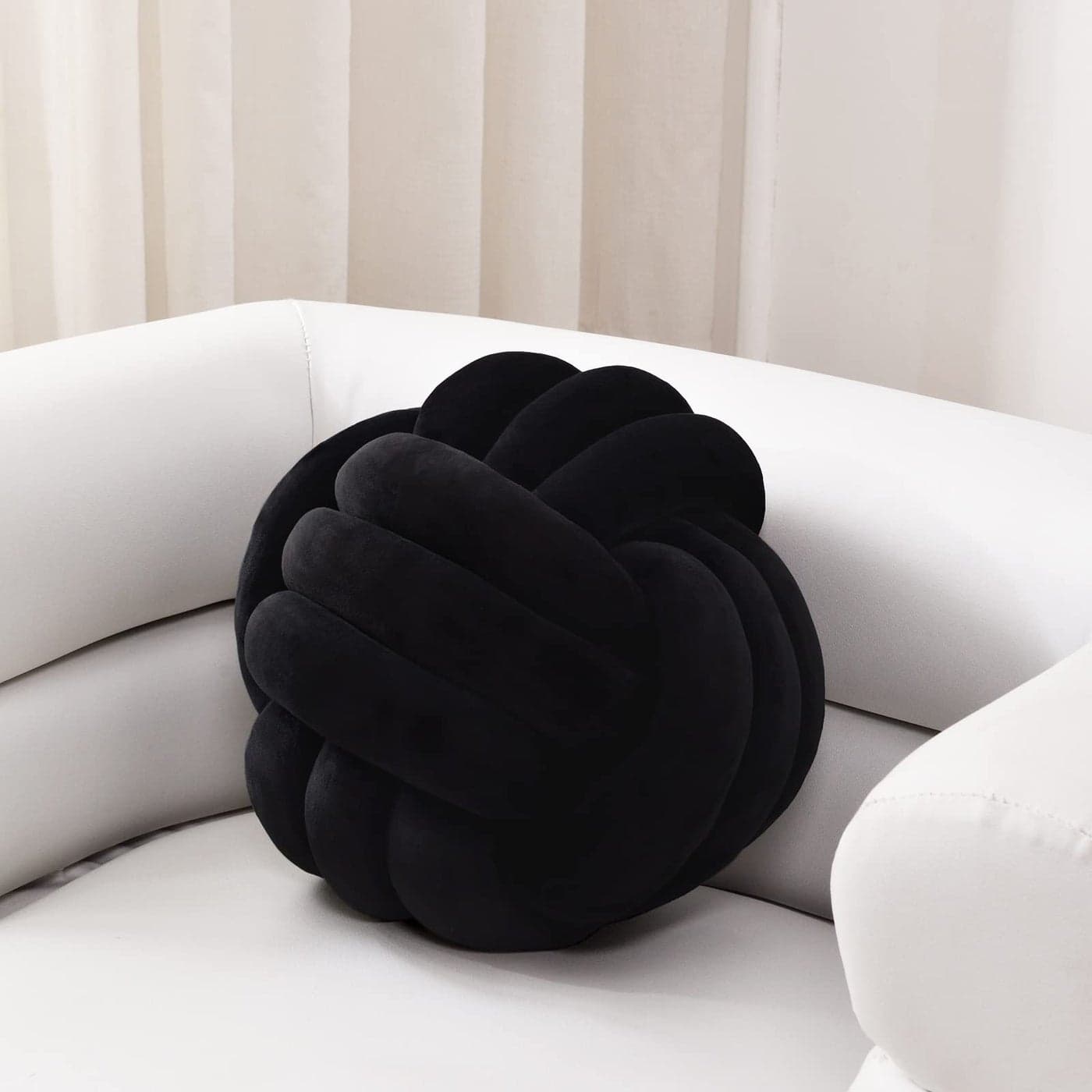 Sioloc Soft Knot Ball PillowsRound Throw Pillow Cushion Home Decoration Plush PillowThrow Knotted Pillow Handmade Round Plush Pillow137inchesBlack