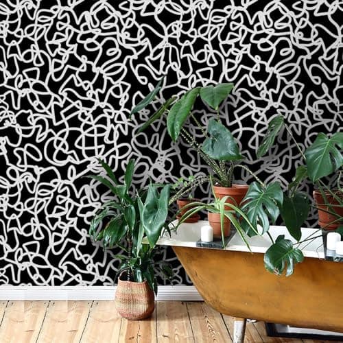 Ismoon 17.3"x590" Peel and Stick Wallpaper Black and White Contact Paper Black Modern Striped Removable Self-Adhesive Wall Paper Renter Friendly Wallpaper for Bathroom Bedroom Cabinets Decor Vinyl