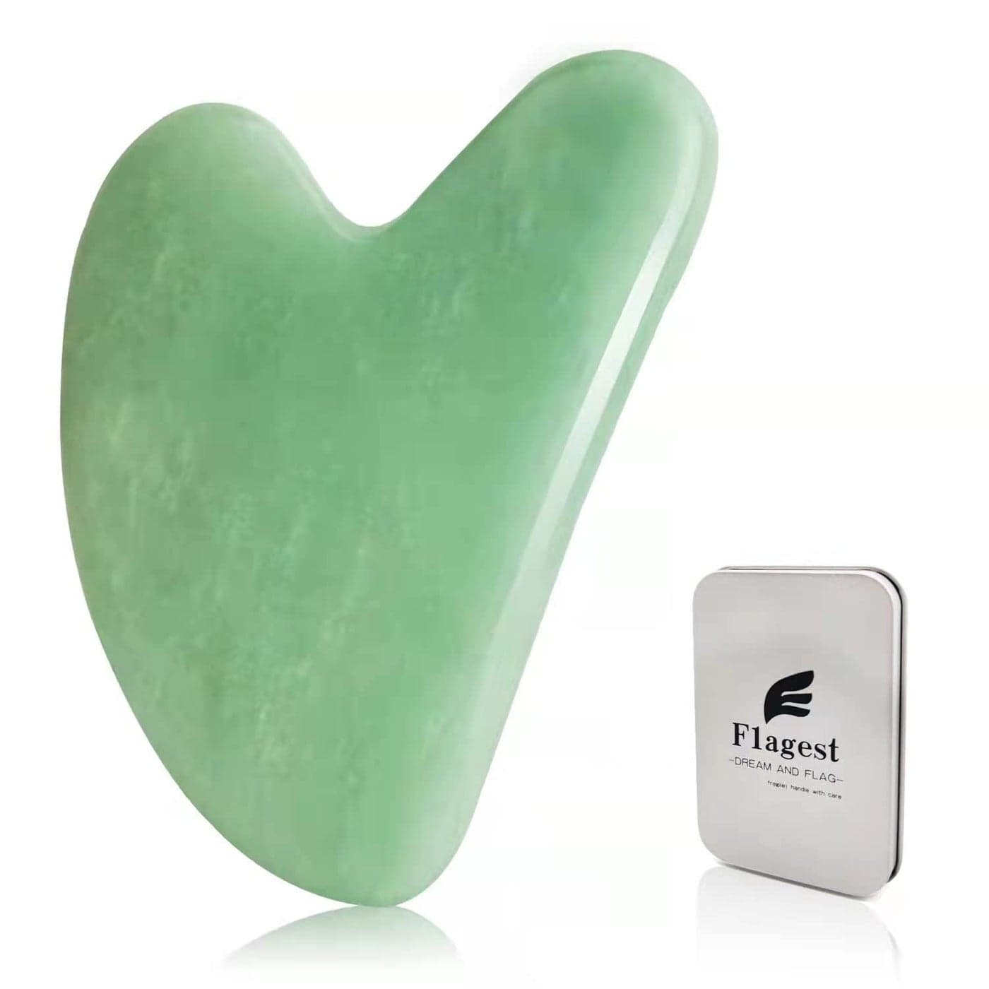 Flagest Gua Sha Facial Tool Jade Stone Massager for Spa Acupuncture Therapy Heart Shape Guasha for Face