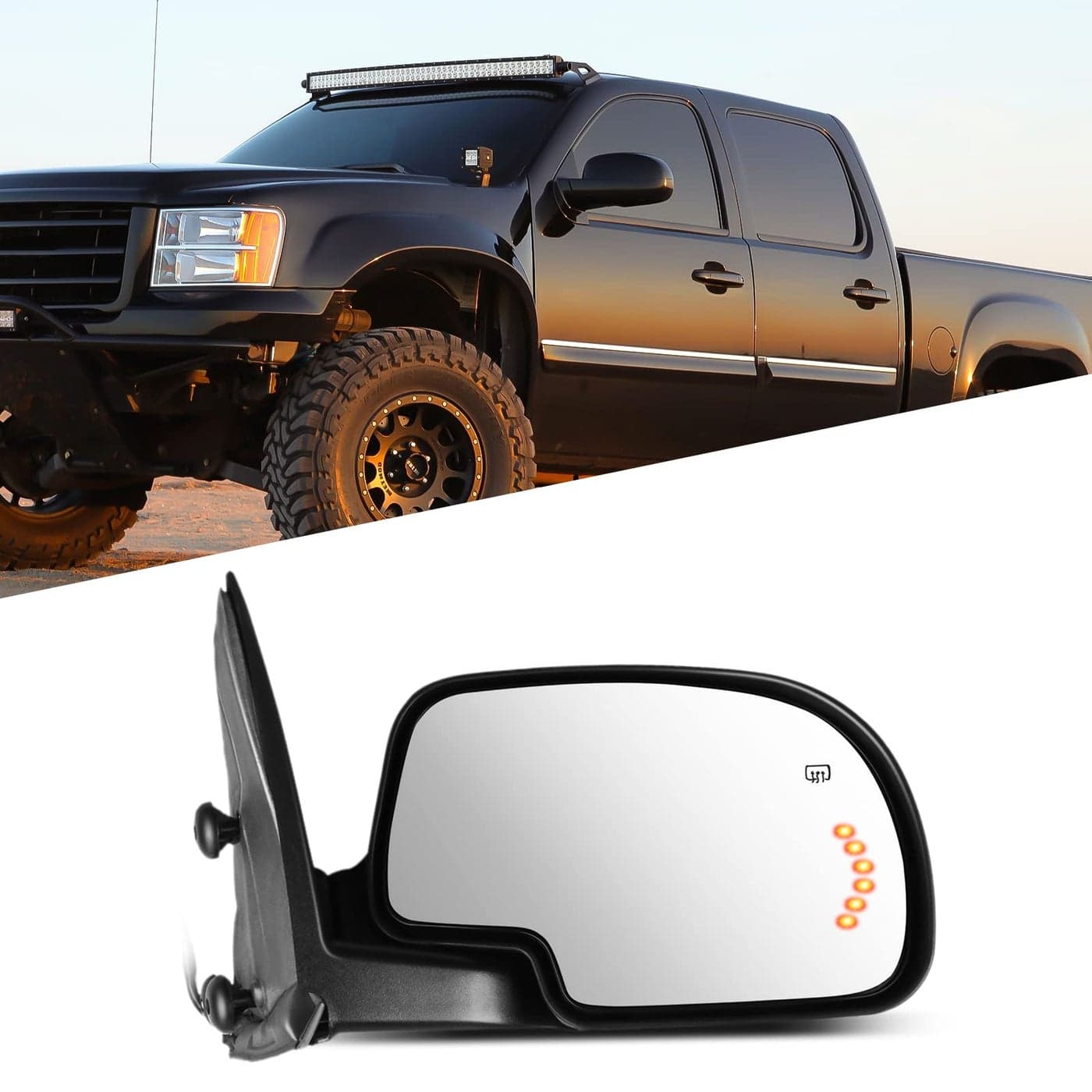 ITOPUP Passenger Side Mirror Assembly Fits for 0306 Silverado Suburban Tahoe Sierra Yukon Manual Fold Heated Turn Signal Power Smooth Black