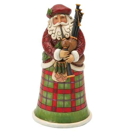 Enesco INJim Jim Shore Heartwood Creek Scottish Santa Figurine 6.75 in, Red, Green, Dark Green, Gold, Brown, Black, Off White