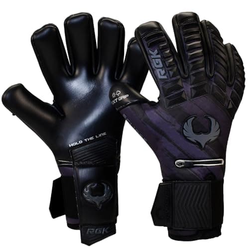 Renegade GK Eclipse Recon Professional Goalie Gloves Pro Finger Savers Black Black Soccer Goalkeeper Gloves Size 9 YouthAdult Neg Cut Level 5
