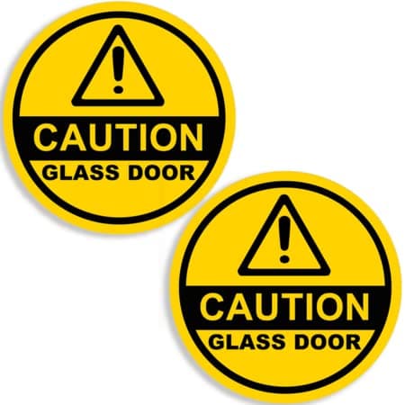 2PACK Round Caution GLASS DOOR Sticker safety safe business automatic