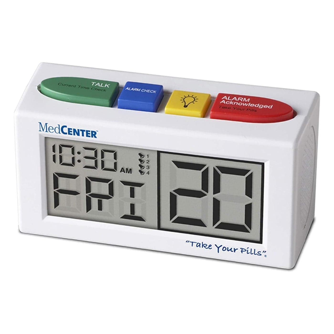 MEDCENTER Talking Alarm Clock Medication Pill Reminder Clock Talking Alarm Clock for Dementia Hearing Visually impaired SeniorsDigital Clock Ex Large White Gift for Mom Dad Elderly Seniors