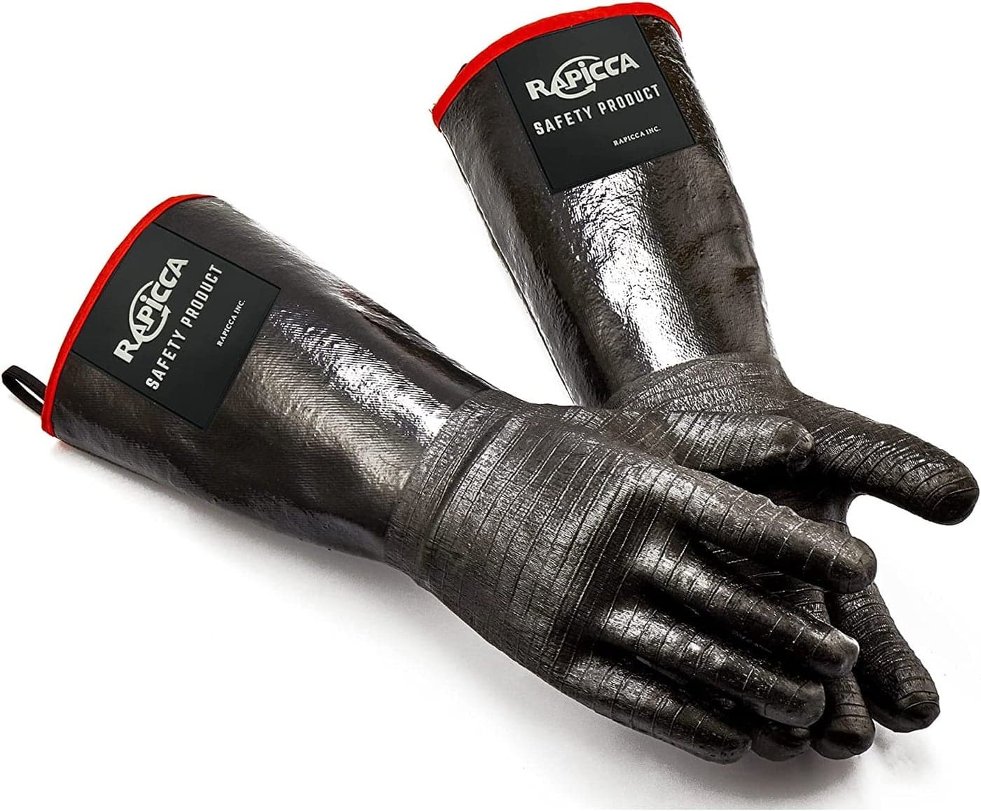 RAPICCA 700F Heat Resistant BBQ Grill Gloves Oil Resistant Waterproof for Smoking Grilling Cooking Barbecue Deep Frying Turkey Rotisserie Handling Hot Greacy Meat Stocking Stuffers Long Sleeve