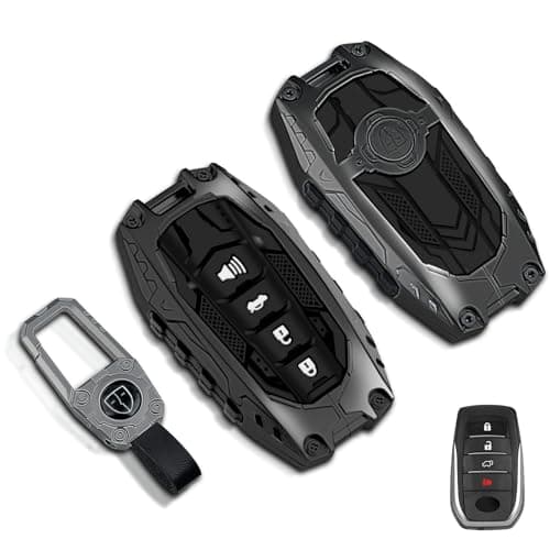 MILD EAST Heavy Metal Key Fob Cover for Toyota Zinc Alloy Full Protection Car Key Case fits for 2022 2023 2024 2025 Land Cruiser Highlander Corolla Cross Tundra Venza Hilux Camry Sienna Gunmetal