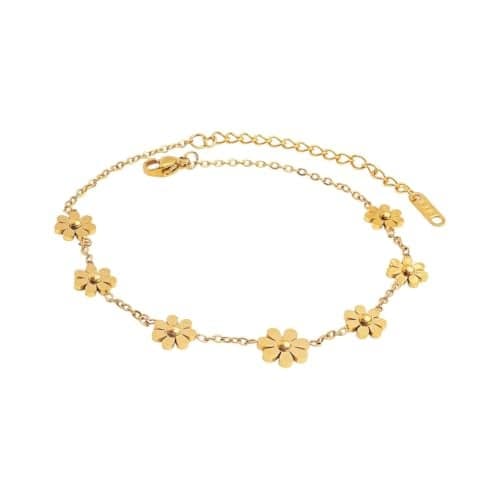 Aaishwarya 18K Gold Plated, Waterproof, Anti-Tarnish, Titanium Steel, Floral Charm Anklet| Gift for Women and Girls