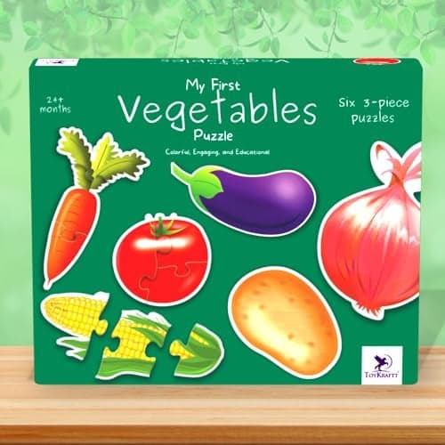 TOYKRAFTT 3 Piece Puzzles for Kids for Age 2 and 3 Years, Chunky Vegetable Floor Puzzle for Toddlers, Educational Jigsaw Toy for Boys and Girls, My First Learning Set