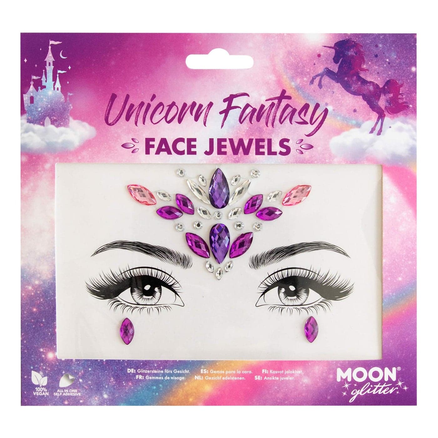 Face Jewels by Moon Glitter Festival Face Body Gems Crystal Make up Eye Glitter Stickers Temporary Tattoo Jewels Unicorn Fantasy