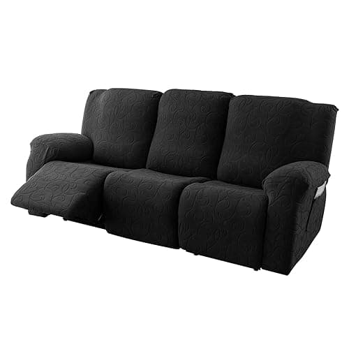 YUEANG Recliner Sofa Covers Sectional Couch Cover for Reclining Couch 3 Seat, 5-Pieces 3 Cushion Sofa Stretch Recliner Sofa Slipcover, Soft Jacquard Furniture Dog Couch Cover Protector