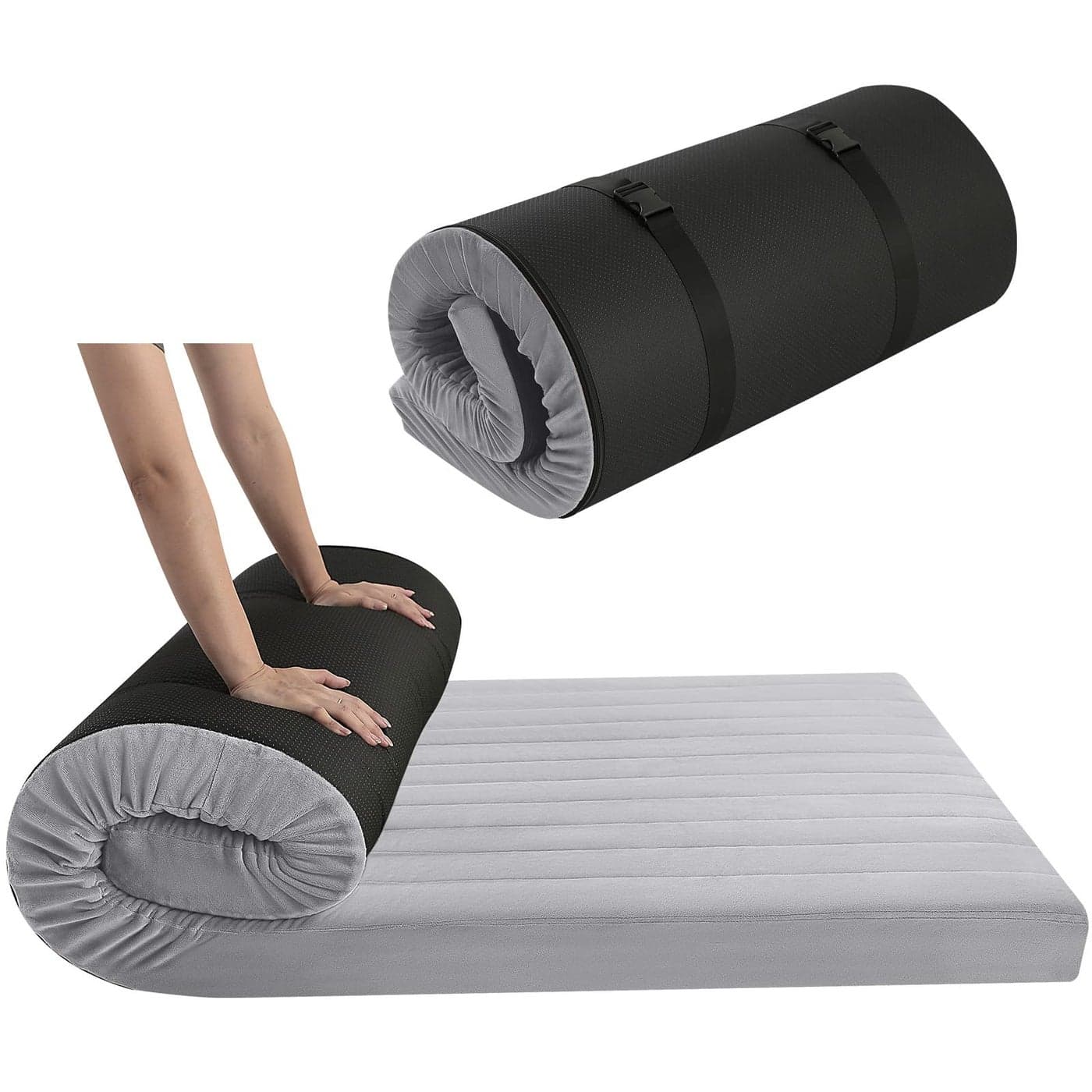 MeMoreCool Roll Up Floor Mattress Portable Futon Mattress High Density Foam Foldable Mattress with Travel Bag Floor Sleep Mat Guest Bed Soft Mattress for Travel Car Tent Small Single