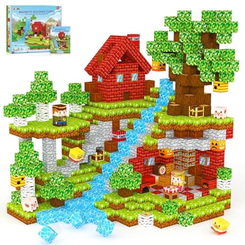 ORZbb Magnetic Blocks Kids Games Building Toys for 3 4 5 6 7 8 9 10 11 12 Year Old Boys Girls Magnetic Tiles Cubes STEM Sensory Toys for Toddler Travel Party Christmas Birthday Gifts