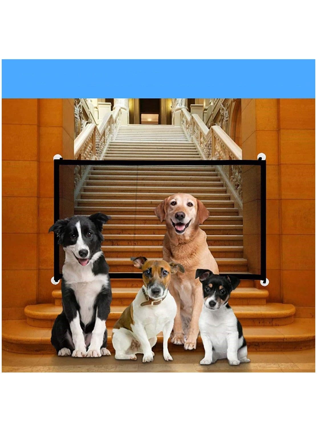 Magic Gate for Dogs - Baby Gate Guard Pet Safety Gate Safety Enclosure - Safe Guard for Pet - Baby Safety Fence - Portable Folding Mesh Gate- for House Indoor Use.