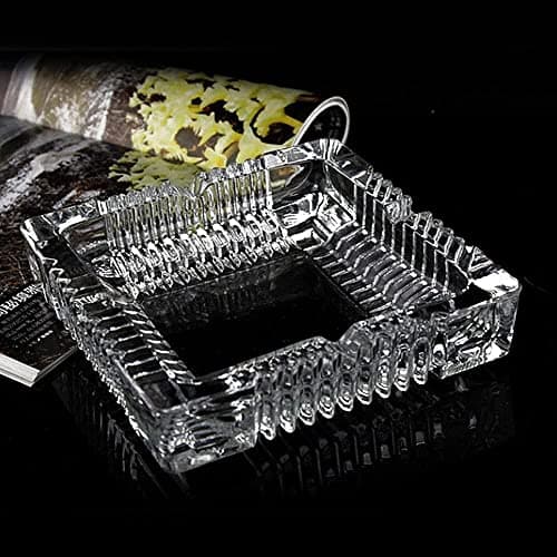 CRIYALE Glass Ashtrays for Cigarettes Cigars Portable Serving Dessert Dry Fruits, Fruit, Snacks Sweets Chocolates Tray for Home Office Car Indoor Outdoor Use Crystal Table Restaurant Decoration Plate